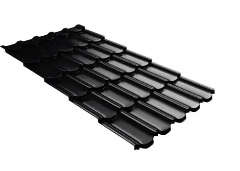 Металлочерепица Grandline Kvinta plus 3D резом 0,5 PurLite Мatt RAL 9005 черный